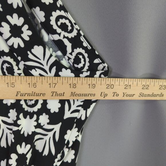 Ann Taylor Wrap Dress Womens L Black White Floral Sleeveless Stretch New - Picture 6 of 9